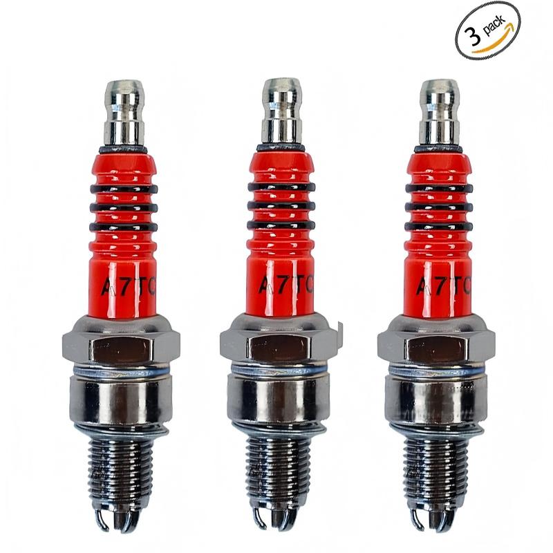 Motorcycle Spark Plug - 3Pcs A7TC 3Electrode Spark Plug, for